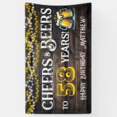 Banderoles Cheers and Beers to 58 Years Birthday Party Banner (Vertical)