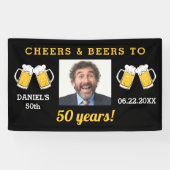 Banderoles Cheers & Beers 50 Anniversaire Photo Keepsaké (Horizontal)
