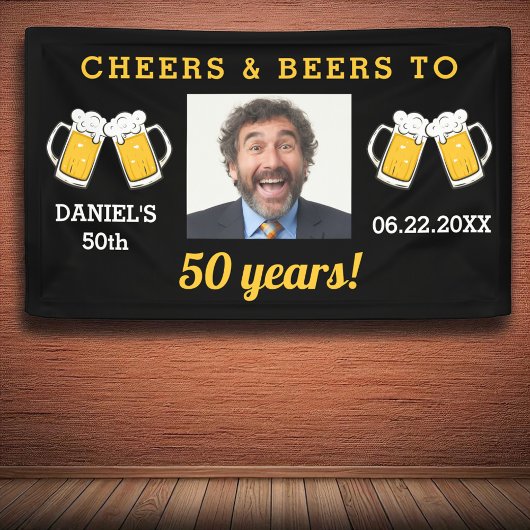 Banderoles Cheers & Beers 50 Anniversaire Photo Keepsaké