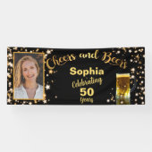 Banderoles Cheers & Beers 50e anniversaire Étoiles étincelant (Horizontal)