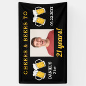 Banderoles Cheers & Bières 21e Anniversaire Photo Keepsaké (Vertical)