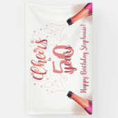Banderoles CHEERS D'Anniversaire À # ANNÉES Rose Gold Script (Vertical)