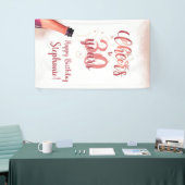 Banderoles CHEERS D'Anniversaire À # ANNÉES Rose Gold Script (Salon professionnel)