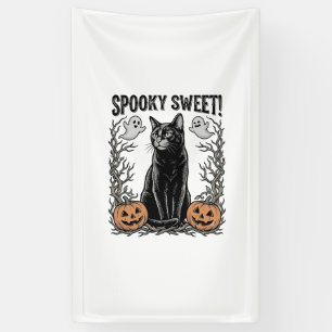 Banderoles Chemise avec gravure Halloween vintage de chat noi