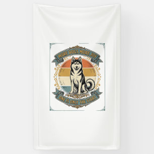 Banderoles Chemise de chien Husky Gravure vintage Un chien de