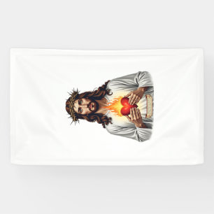 Banderoles Chemise de foi gravure vintage Jésus Cœur Sacré (