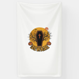 Banderoles Chemise vintage Beware Halloween Coffin Pumpkin De