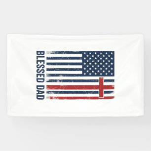 Banderoles Chemise Vintage Croix Drapeau Chrétien Papa Bénit