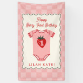 Banderoles Chèque de 1er Anniversaire fraise Bodysuit (Vertical)