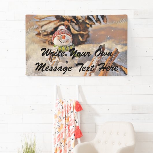 Banderoles Cher bonhomme de neige en peinture d'aquarelle de  (En situation)