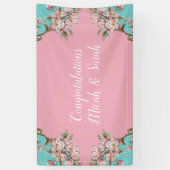 Banderoles Cherry Blossom Turquoise Baby shower Vintage rétro (Vertical)