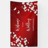 Banderoles Cherry Blossoms White Red Wedding Welcome (Vertical)