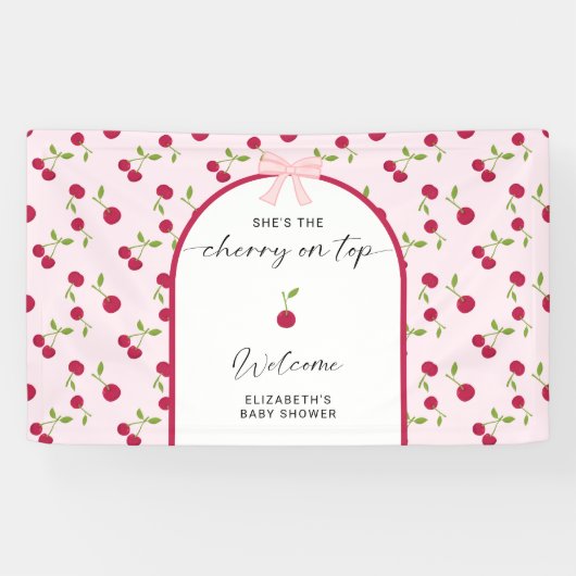 Banderoles Cherry On Top Baby Shower Coquette Welcome (Horizontal)