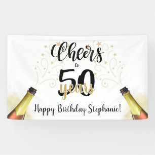 Banderoles CHERS D'Anniversaire À # ANNÉES Black Gold Script