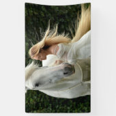 Banderoles Cheval blanc et fille (Vertical)