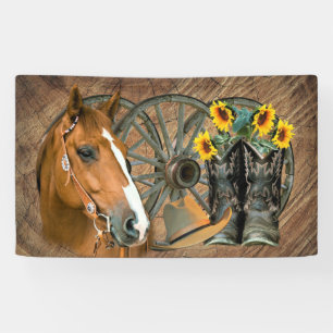 Banderoles Cheval Boot Boots Wagon Wheels Sunflower Western