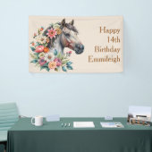 Banderoles Cheval Floral Gris Ado Fille Anniversaire (Salon professionnel)