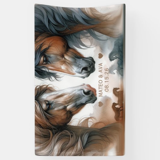 Banderoles Chevaux spéciaux Mariage Brown (Vertical)