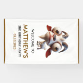 Banderoles Chèvre mignonne Animaux de ferme 2e fête d'anniver (Horizontal)