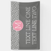 Banderoles Chevrons gris et rose avec texte Monogramme person (Vertical)