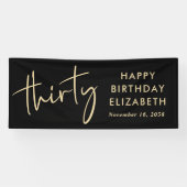 Banderoles Chic Black Gold 30th Birthday Party (Horizontal)