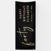 Banderoles Chic Black Gold 40th Birthday Party (Vertical)