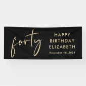 Banderoles Chic Black Gold 40th Birthday Party (Horizontal)