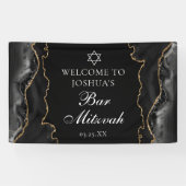 Banderoles Chic Black Gold Agate Bar Mitzvah Party (Horizontal)