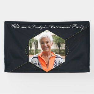 Banderoles Chic Black Gold Custom Retirement Party Photo