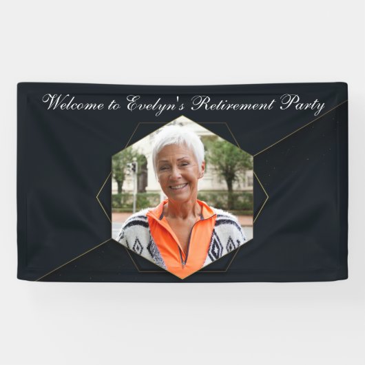 Banderoles Chic Black Gold Custom Retirement Party Photo (Horizontal)