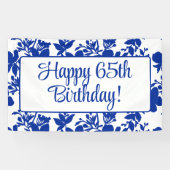 Banderoles Chic Blue Floral 65e fête d'anniversaire (Horizontal)