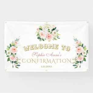 Banderoles Chic Blush Flowers Fille Confirmation Affiche de b