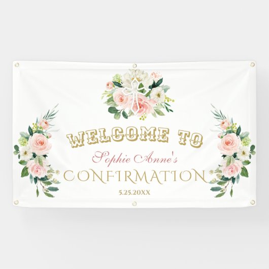 Banderoles Chic Blush Flowers Fille Confirmation Affiche de b (Horizontal)