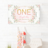 Banderoles Chic Blush Gold Pink Floral 1er anniversaire (En situation)