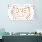 Banderoles Chic Blush Gold Pink Floral 1er anniversaire (Salon professionnel)
