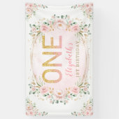 Banderoles Chic Blush Gold Pink Floral 1er anniversaire (Vertical)