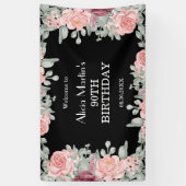 Banderoles Chic Bourgogne rose Roses Flora Black 90e annivers (Vertical)
