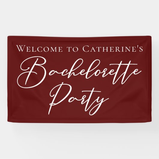 Banderoles Chic Burgundy Bachelorette Party Personalized (Horizontal)
