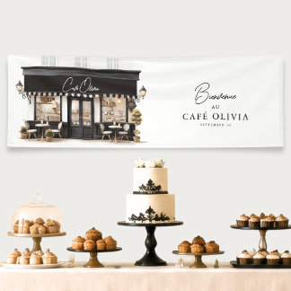Banderoles Chic Café Parisien Noir & Blanc Bienvenue Annivers