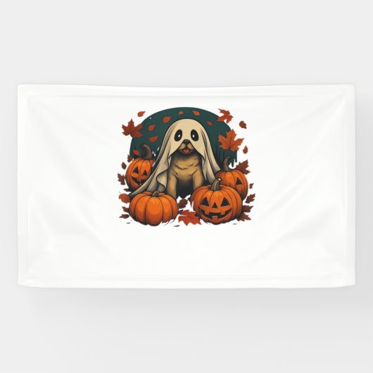 Banderoles Chic chien Carlin avec Citrouille Automne Hallowee (Horizontal)