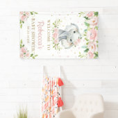 Banderoles Chic Cute Elephant rose Floral Arrière-plan Bienve (En situation)