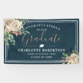 Banderoles Chic Elegant Ivory & Blush Floral Graduation (Horizontal)