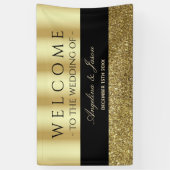 Banderoles Chic Elegant Noir et or Mariage Accueil (Vertical)