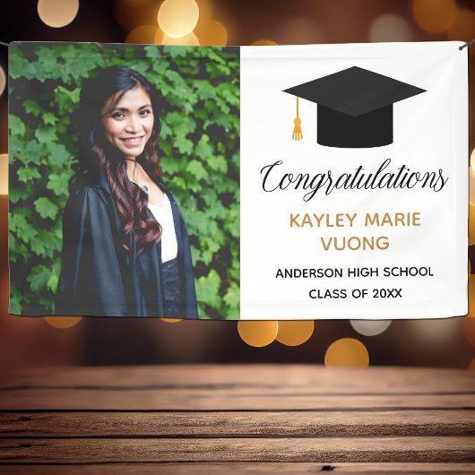 Banderoles Chic Félicitations Diplômé Photo 2025 Parti