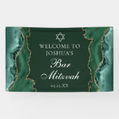 Banderoles Chic Green Gold Agate Bar Mitzvah Party (Horizontal)