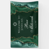 Banderoles Chic Green Gold Agate Bar Mitzvah Party (Vertical)