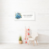 Banderoles Chic Hydrangea Bleu Floral Papillon Mariage (En situation)