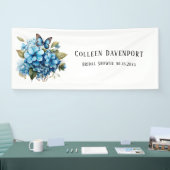 Banderoles Chic Hydrangea Bleu Floral Papillon Mariage (Salon professionnel)