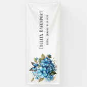 Banderoles Chic Hydrangea Bleu Floral Papillon Mariage (Vertical)