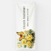 Banderoles Chic Hydrangea Jaune Papillon Fête de Mariage (Vertical)